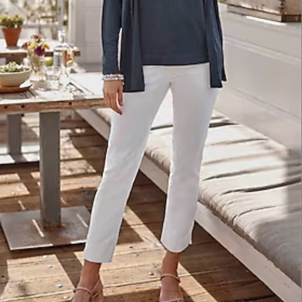 J Jill Wearever Collection Refined Woven Trouser White Pants Classic Basic